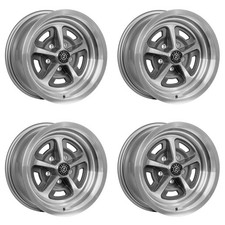 Moray Wheels Polished Gloss Dark Gray 15x8 Magnum 500 Wheel Set Mustang 65-73
