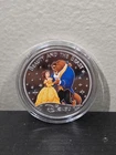 BEAUTY AND THE BEAST COLORED ENAMEL DISNEY CLASSIC MOVIES NICKEL COIN RARE