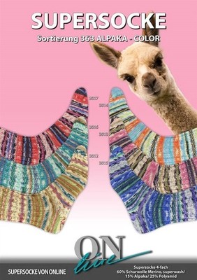ONline Garne Sort. 363 Alpaka Color 4-fädig Sockenwolle 100g 15% Alpaka