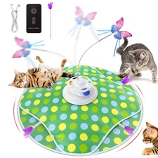 4in1 Rechargeable Electric Interactive Cat Toy 360° Laser Chasing Hide Seek Toy