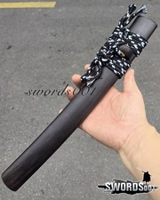 Ebony Tanto Saya + Specialized Black White Sageo For Mini Katana 12 Inches Blade