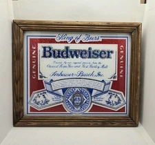 Budweiser King Of Beers 8.5" x 11" Novelty Metal Sign Framed Preowned Good(1980)
