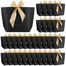 Jeyiour 36 Pack Black Gift Bags with Handles Wedding Party Favor Paper Bags B...