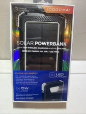 Solar Power bank 10000 mAh USB Type A And USB Type C And LED Flashlight