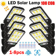 LED Solar Powered PIR Motion Sensor Lamp Outdoor Garden Security Wall Lights UK