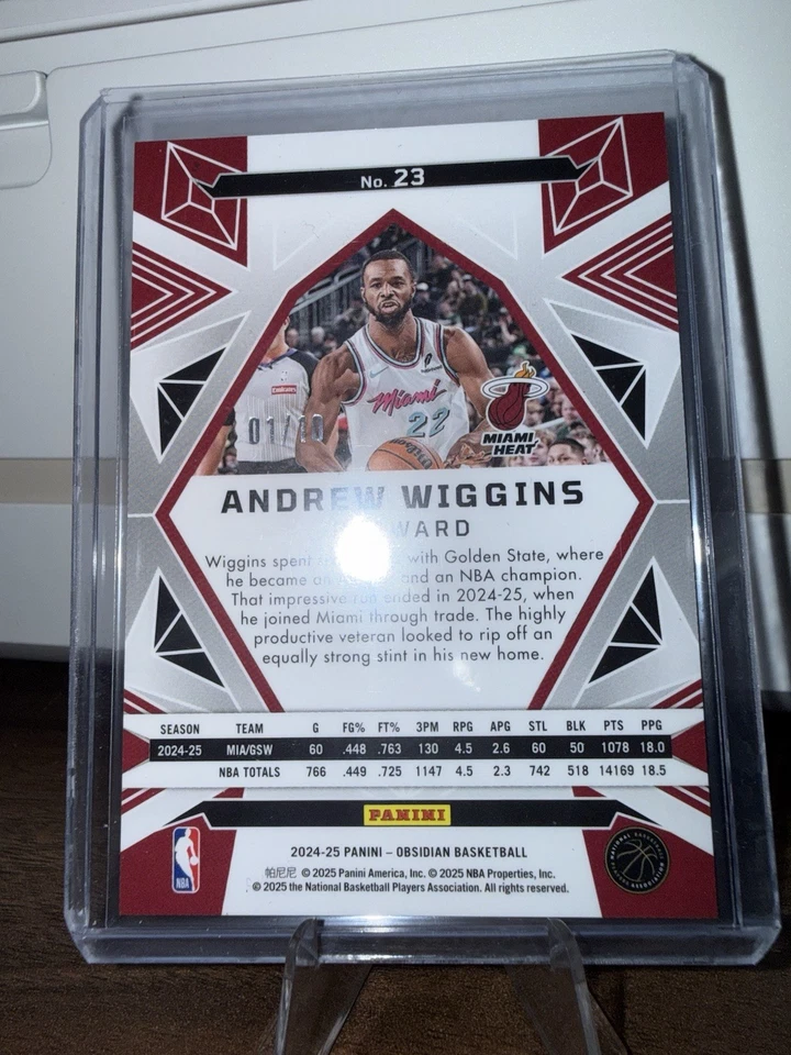 2024-25 Obsidian-Andrew Wiggins - Electric Etch Molten Mojo Flood #/10 - Heat - Изображение 2 из 2