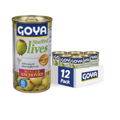 Foods Manzanilla Olives Stuffed with Anchovies, 5.25 Ounce (Pack of 12)