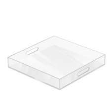 Acrylic Serving Tray with Handles, 12"X12" Square Clear Tray, Ottoman Decorat...