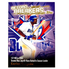 Carlos Delgado 2002 Topps Record Breakers Insert #RB-CD Toronto Blue Jays