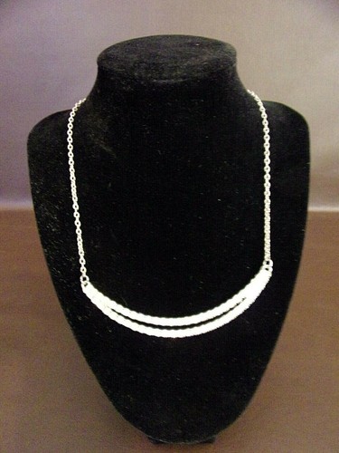Silver Tone 19 Inch Fashion Necklace With Rhinestones - Picture 3 of 5