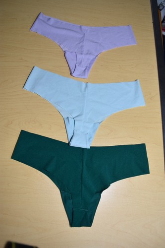 Lotto 3 Mutandine Victoria's Secret No Show Perizoma Viola Chiaro Verde Acqua L Large - Foto 11 di 14