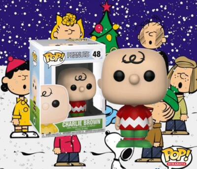 FUNKO POP! Charlie Brown #48 Holiday Shirt Red - RARE