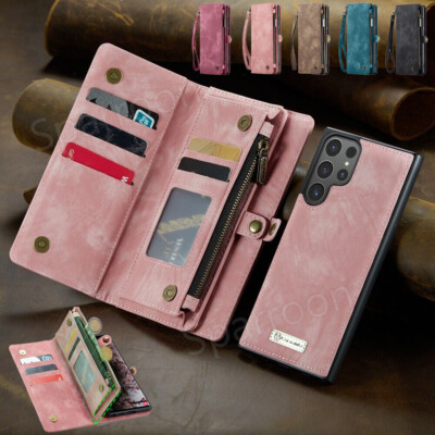 Hülle für Samsung Handy Geldbeutel Kartenfach Tasche Zipper 2in1 Wallet Cover