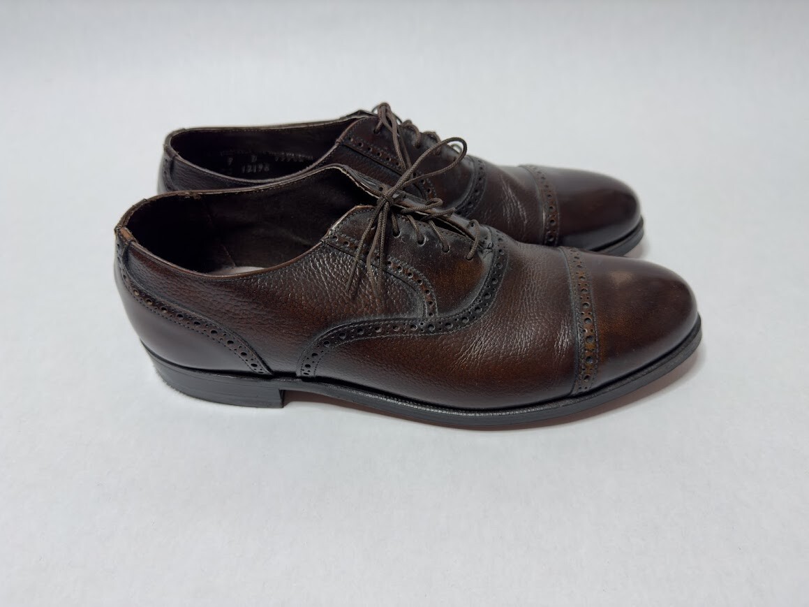 靴 NOS w Box England Brown Officer Shoes 1970s Mens Brown Leather British Walkers Oxfords Dress Shoes