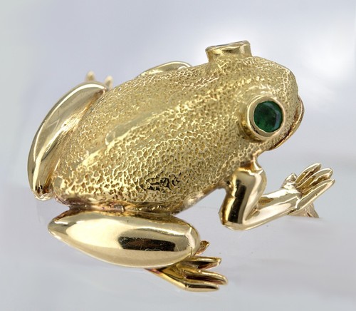 Spilla rana Tiffany & Co., smeraldo, oro giallo 18 carati - Foto 6 di 12