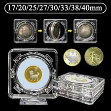 2Pcs 3D Coin Display Case Stand Rotatable Floating Coin Capsules Protector 40 mm