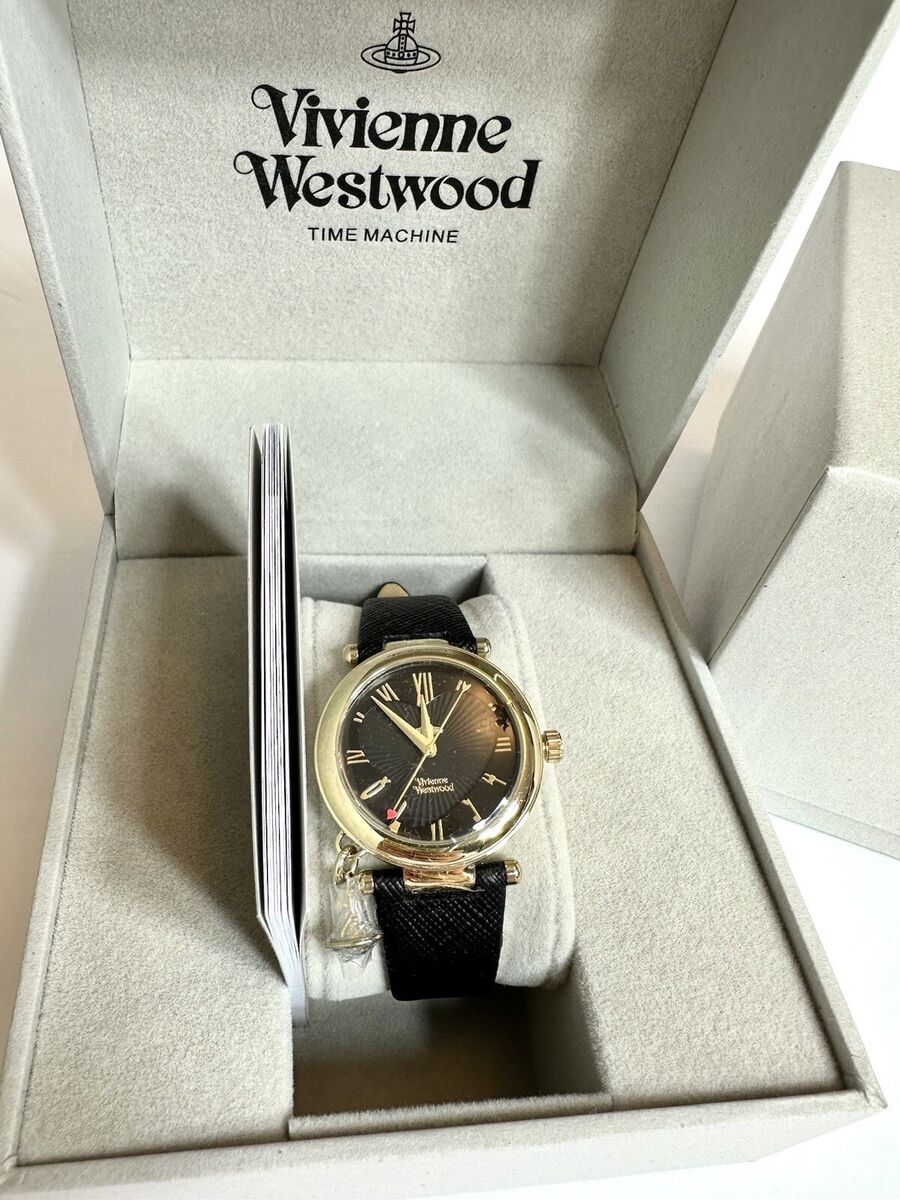 Vivienne Westwood Orb Heart Gold & Black Leather Ladies Vivienne Westwood Orb Heart Gold & Black Leather Ladies