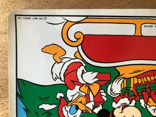 Vintage Christmas Disney Placemat Set Mickey Minnie Donald Santa Goofy ROUGH - Picture 14 of 21