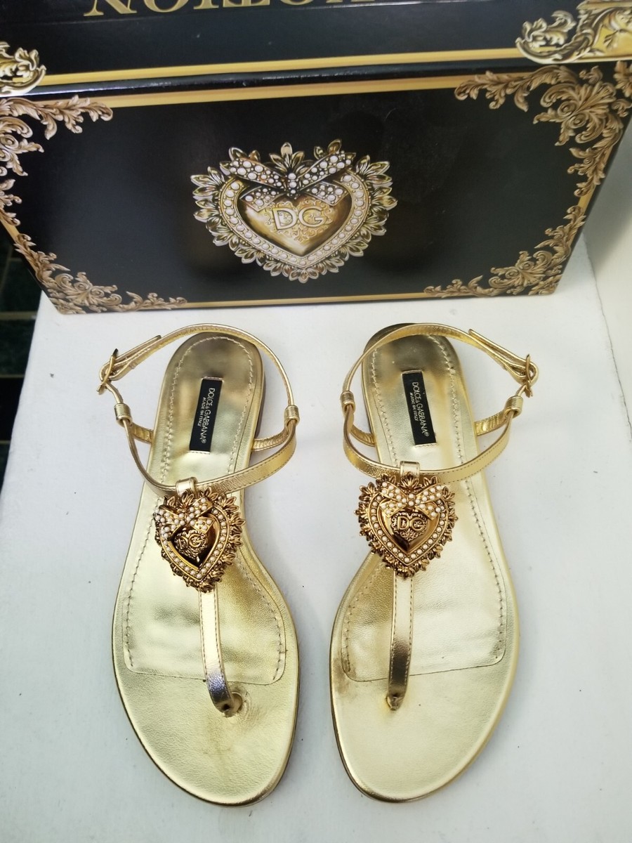Dolce & Gabbana DEVOTION スライドサンダル ２色展開 New With Box. Dolce & Gabbana Oro Chiaro Devotion Gold