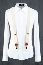 Byther Men's 1 1/4 inch Solid Straight Leather Clip Adjustable Y Back Suspender