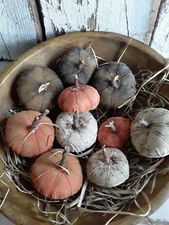 Primitive Halloween Pumpkins Bowl Fillers set of 9. Please Read For Shipping 