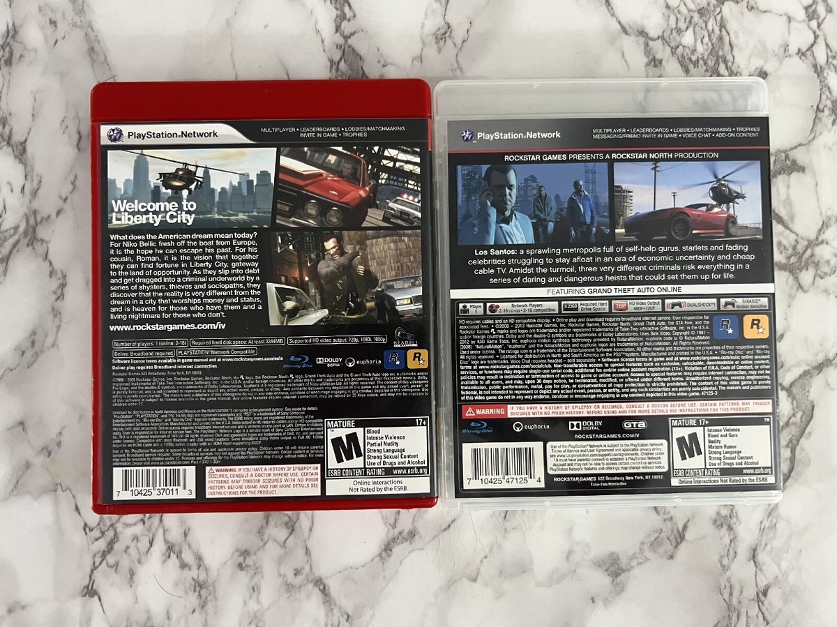 Grand Theft Auto IV & V PS3 (PlayStation 3, 2013) GTA 4 & 5