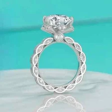 5ct Moissanite 925 Sterling Silver Ring - Elegant Eternity Design with Sparkling