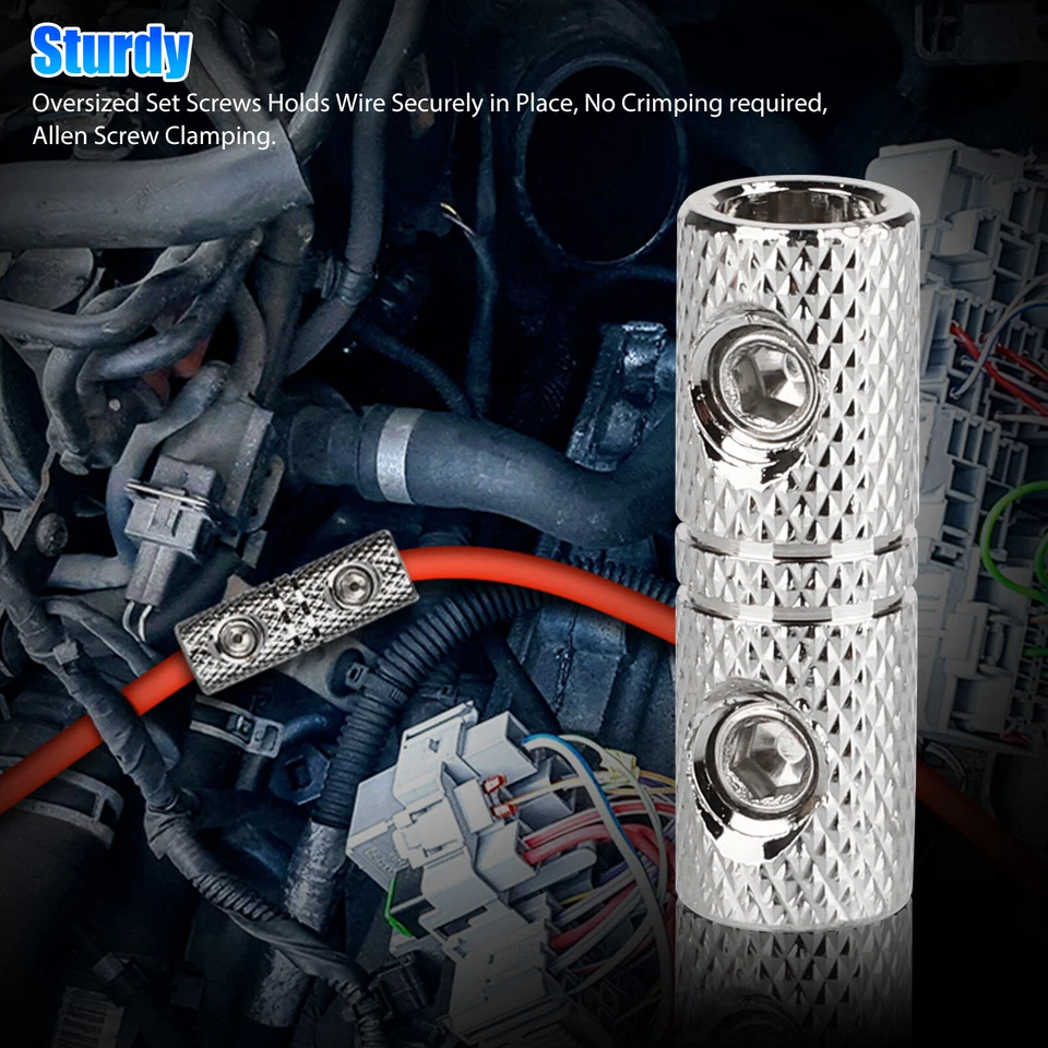 4pcs Wire Coupler Terminal Butt Connector 8 GA Gauge Input and Output Set Screw - Image 3 of 4