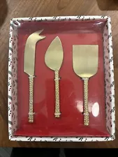 Charcuterie Cheese Knives 3 PCS GOLD TONE FINE STAINLESS STEEL  New Sealed Box