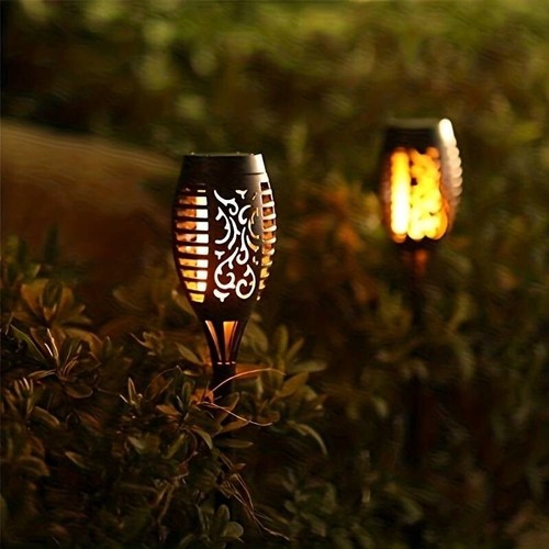 3 Solar LED Flammen Garten Flackern Leuchten Fackel Leuchte Außen Lampe Pfahl Effekt - Bild 6 von 8