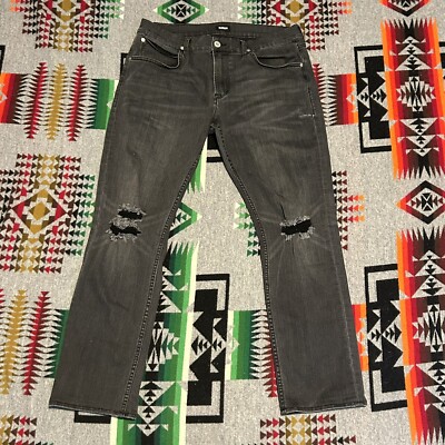 Hudson Jeans Blake Slim Men's 36 Black Faded Distressed Denim