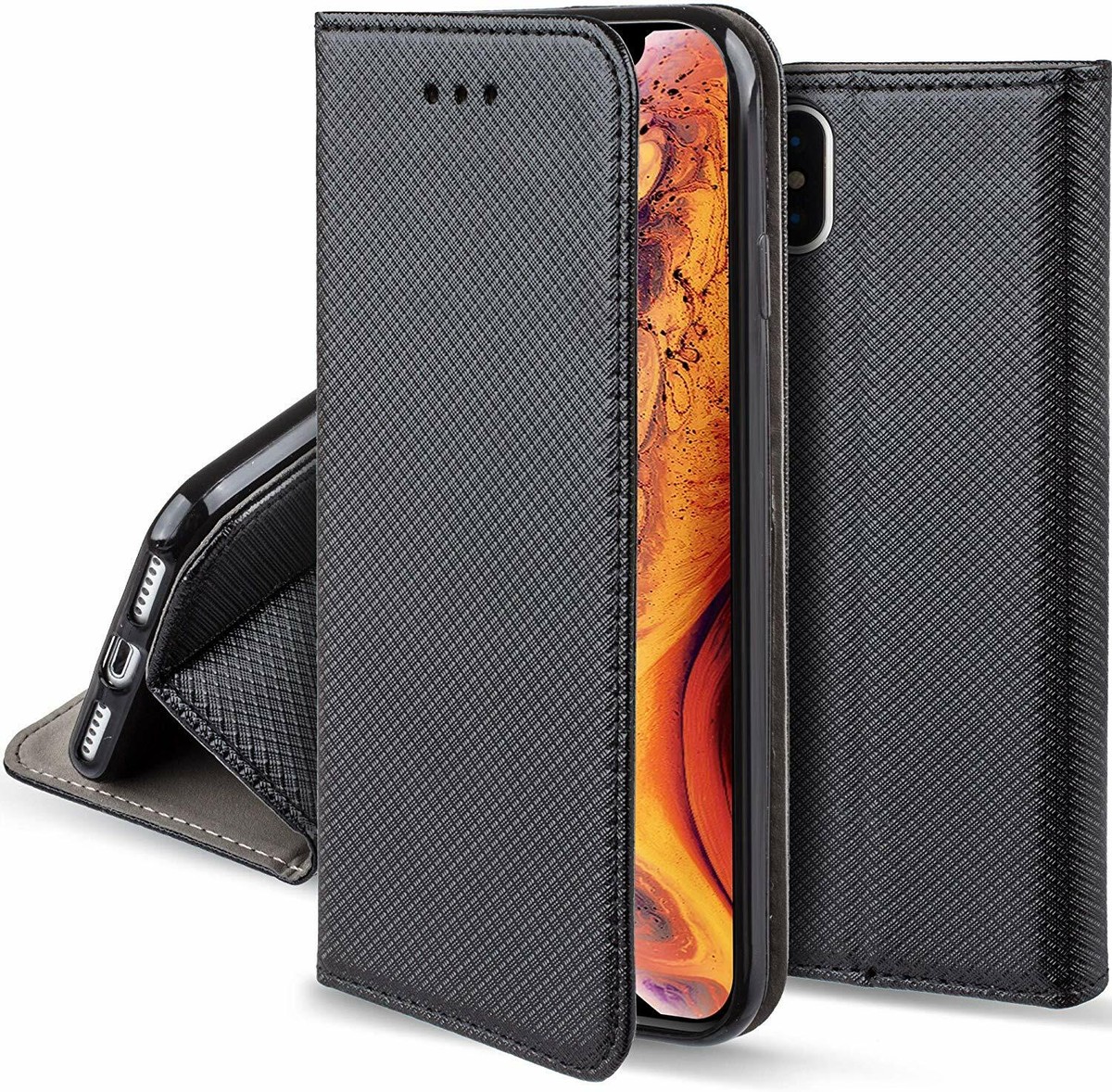 CUSTODIA A PORTAFOGLIO LIBRO Per HUAWEI Y5 2019 Cover Pelle Nera - Foto 2