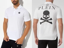 PHILIPP PLEIN Skull Polo T-Shirt Shirt Leather PP Hexagon Patch XS