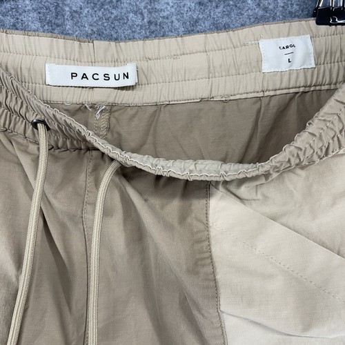 Pacsun Mens Cargo Stretch Pants Beige Tan Brown Drawstring Size Large - Picture 7 of 7