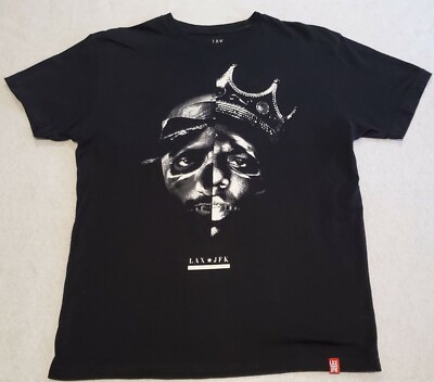 ★LARTIGENT★ LEX 2PACK LOGO TSHIRT LAX / JFK Men's Size Medium Bigge / Tupac 2Pac Skull Black
