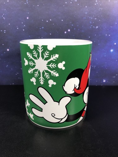 Jumbo Mickey Mouse Disney Christmas Coffee Mug Green Snowflake - Picture 4 of 7