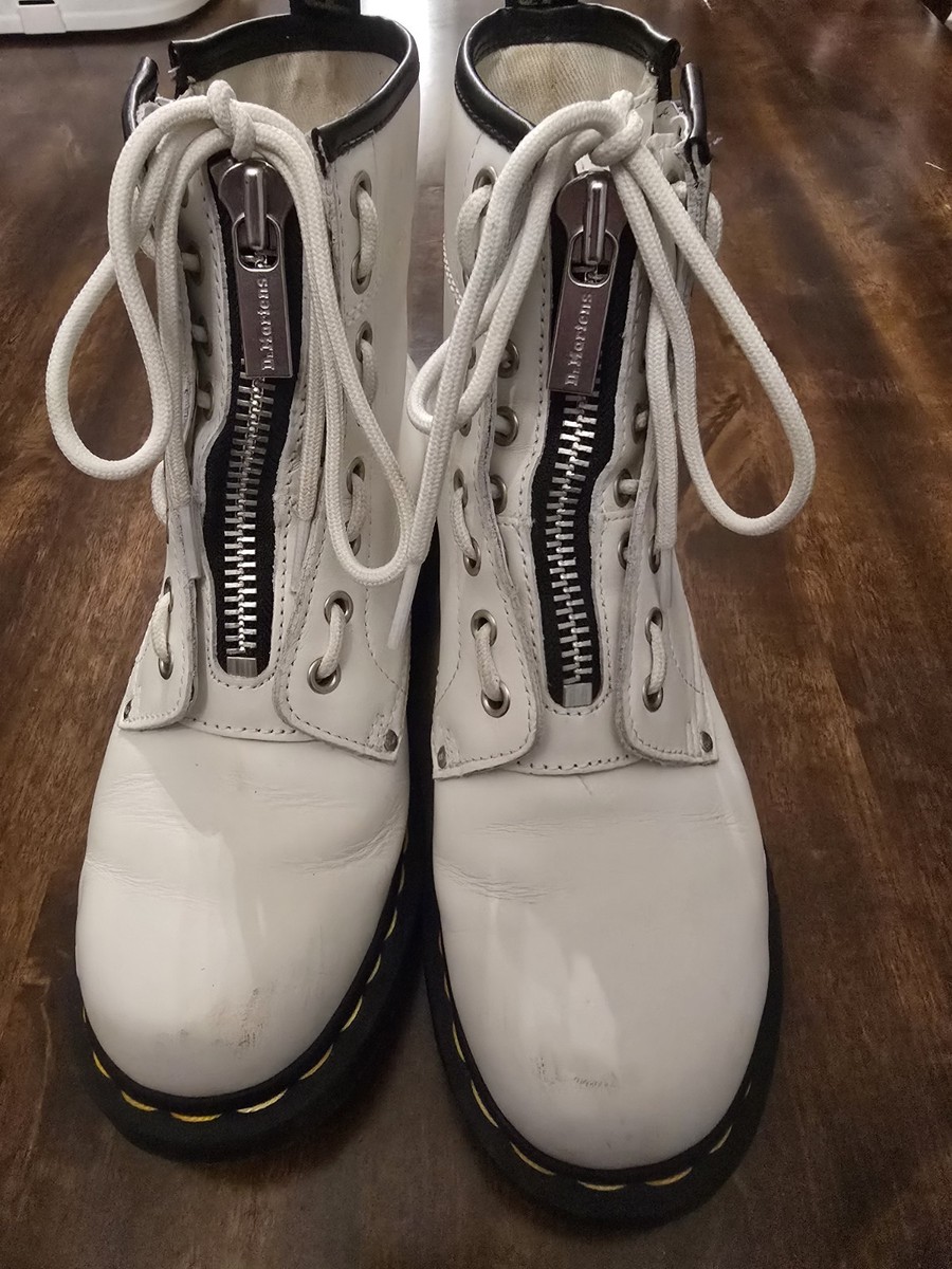 Dr. Doc Martens 1460 Twin Zip White Leather Boots US Womens 8 | eBay