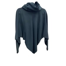 Marques Privees Womens Dark Green Cowl Neck Handkerchief Hem Knit Poncho