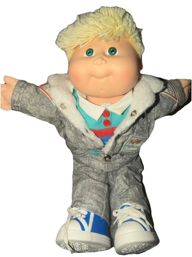 New ListingCabbage Patch Designer Doll Jean Jacket Blue Shoe Blonde Hair Green Eye 17" 1989