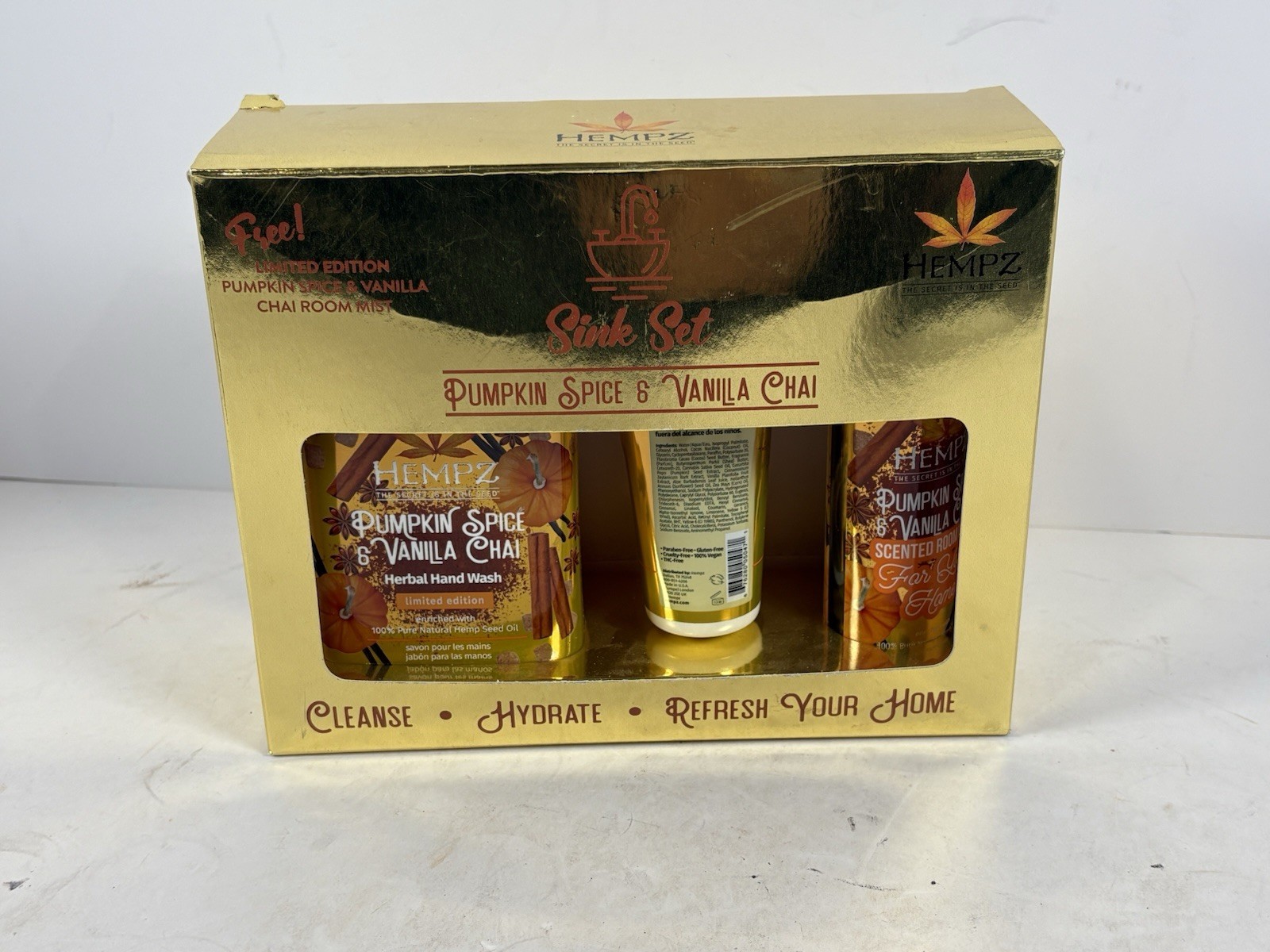 Hempz Pumpkin Spice &Amp; Vanilla Chai Sink Set Joe Package Unused Product