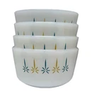 Vintage Fire King Anchor Hocking Set Of 4 Glow Atomic Glass Custard