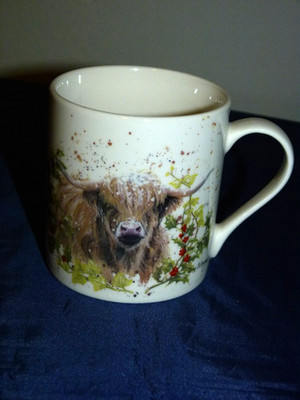 Bree Merryn Becher Highland Cow Fine China 2019 3,1/2'' x 3,1/4'' - süß XMAS