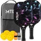 Pickleball Paddles Set of 2 USAPA Approved Fiberglass w/ 4 Balls Bag & Grips