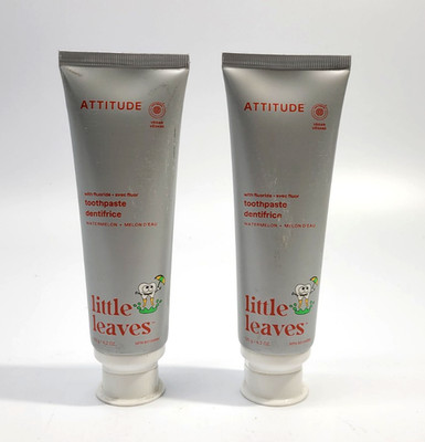 Lot of 2 Attitude Toothpaste w/ Floride Prevents Cavities, Watermelon 4.2oz each