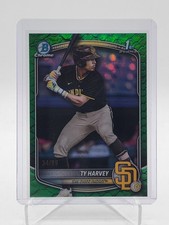 TY HARVEY 2025 BOWMAN CHROME DRAFT 1ST GREEN REPTILIAN REFRACTOR /99 Q4115