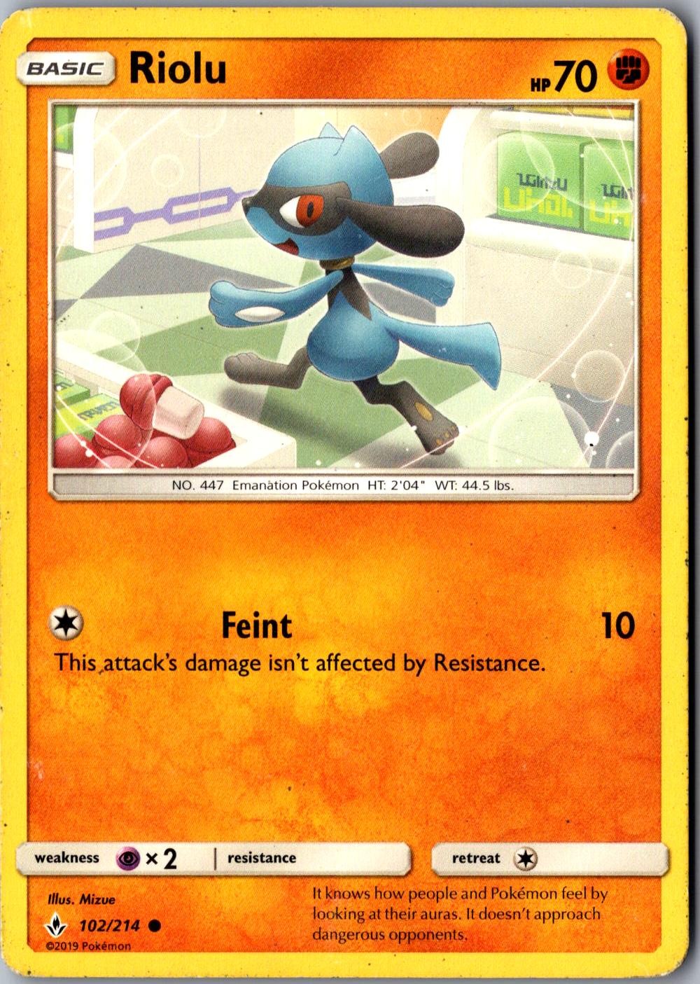 Riolu 102/214 Common Unbroken Bonds Lightly Played Pokemon Card TCG Single