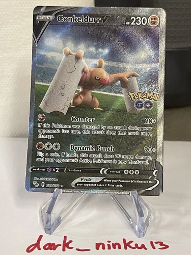 Conkeldurr V- ALTERNATE FULL ART HOLO FOIL - ULTRA RARE - Pokemon Go # 74/78 -NM