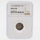 1916 Mercury Dime MS63 FB NGC 90% Silver Philadelphia