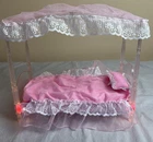Vtg Mattel Barbie Glitter & Glow Light-up Canopy Bed Pink Furniture 1996 Works