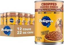 Pedigree Chopped Ground Dinner Chicken  Beef Wet Dog Food, 13.2 Oz Cans 12 Pack